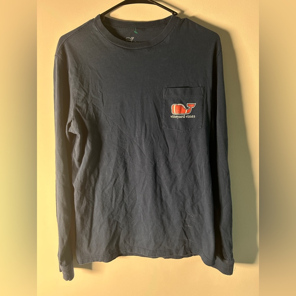 Vineyard Vine Football Whale Long-Sleeve Pocket Tee